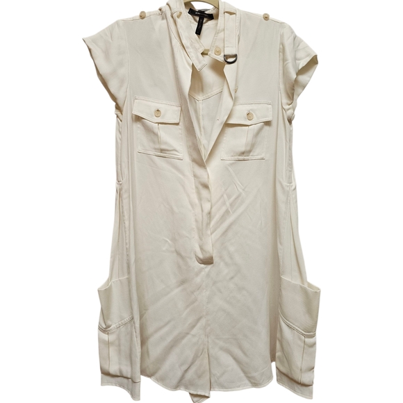 BCBGMaxAzria Tops - BCBGMaxAzria Cream Short Sleeve Romper